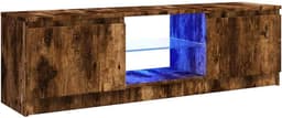 TV Meubel met LED Verlichting 120cm Breed in Gerookt Eiken Kleur — thumbnail 1