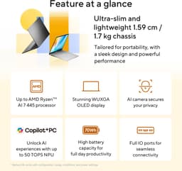 ASUS Vivobook S16 M3607GA-SH004W - Copilot+ Laptop - 16 inch - Ryzen AI 7 445 - 32GB/1TB — thumbnail 2