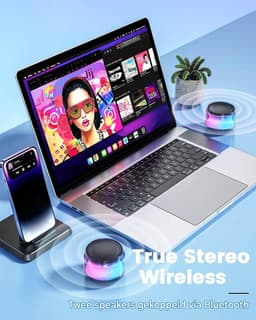 TENZHVXI - Mini Speaker - Bluetooth Speaker Voor Kinderen - Met Lichtjes/Draadloos Stereo - Voor Thuis, Reizen En Feesten Black — thumbnail 3
