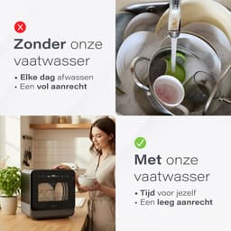 Skoov Mini Vaatwasser met waterreservoir PRO - 3 couverts - 6 wasprogramma's - Kleine smalle vrijstaande afwasmachine - Camping - Zwart — thumbnail 3