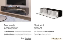Zwart Hoogglans TV Meubel 180cm - Modern Lowboard voor Televisie in Woonkamer — thumbnail 4