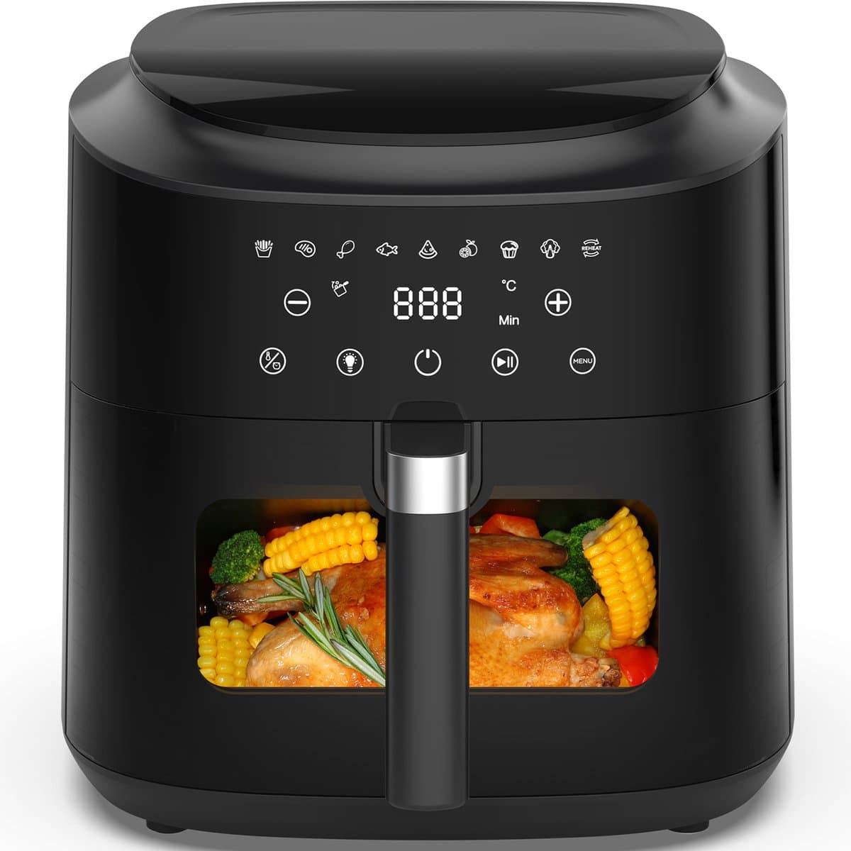Dewelling AF80D10-2 Heteluchtfriteuse met kijkvenster – XXL 9L Airfryer, 2350 W, 360° heteluchtcirculatie, 9 voorgeprogrammeerde instellingen, schudherinnering — afbeelding 1