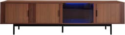 TV-kast - Lowboard Media Console - Woonkamer Entertainment - Led Verlichting App Bediening - 200x35x53 cm - Zwart Hout — thumbnail 7
