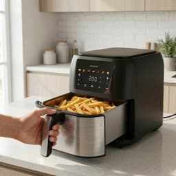 Inventum GF801HLDB Airfryer XXL - 8L - 7 programma's - 80-200 °C - Tot 6 personen - Zwart/RVS — thumbnail 6