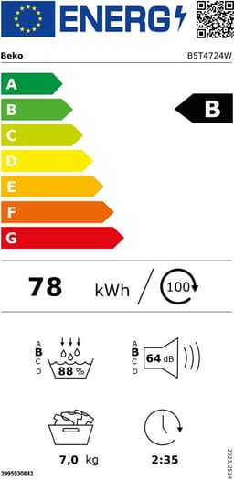 Beko B5T4724W Wasdroger - Warmtepompdroger - 7kg - Energielabel B - Nieuwste model 2026 — thumbnail 2