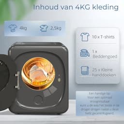 Rolu Mini Droger – Mini Wasdroger – Wasdroger 4 KG – 800W – 6 Programma’s - Tot 60°C – Kinderslot — thumbnail 5