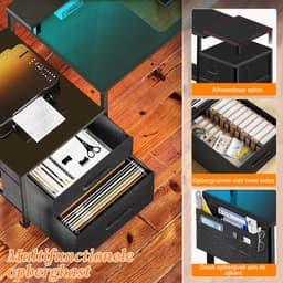 Gaming Bureau met LED Verlichting - 120x120x75cm - L-Vormig Game Bureau met Stopcontact - 2 Non Woven Lade - Gaming Desk - Computer Tafel - Gaming Tafel - Bureau voor Gamen, Studeren en Werken - Zwart — thumbnail 5