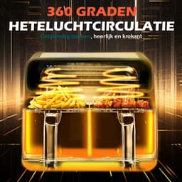 Digitale Airfryer XXL 10L Sinaopus 802 – Heteluchtfriteuse met Dubbele Mand en DualMand Onafhankelijke Snelle Opwarming – Voor Gezinnen – 10 Programma’s – Kijkvenster – Makkelijk te Reinigen – Capaciteit voor 6 Personen — thumbnail 5