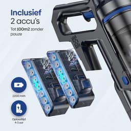 Olvy Steelstofzuiger Draadloos - 2 Accu's - Met Dweilfunctie - 5 Zuigniveaus - Vacuum Cleaner - Draadloze Snoerloze Stofzuiger - Zonder Zak - Op Accu - 350W - 35Kpa - Kruimeldief — thumbnail 3