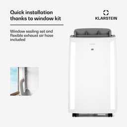 Klarstein Mobiele airconditioner met luchtafvoerslang, 4-in-1 airconditioner, ventilator, luchtontvochtiger & nachtmodus, kleine & draagbare airconditioner voor thuis & op kantoor, laag verbruik, 14000BTU,1 kW voor 65 m² - Afstandsbediening — thumbnail 3