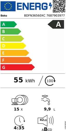 Beko BDFN36560XC, Vrijstaand, Volledige grootte (60 cm), Grijs, Zwart, Touch, LED — thumbnail 2