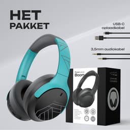 PowerLocus Boom - Koptelefoon Bluetooth - 60 uur batterijduur – Over Ear Koptelefoon Draadloos – 4 EQ-modi - Met Microfoon - Mint/Grijs — thumbnail 7