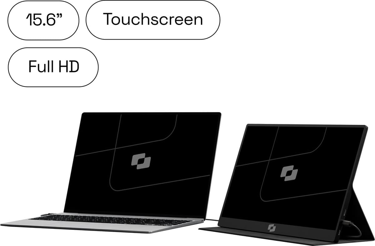 Screenmate® Lite Touchscreen Portable Monitor 15,6” - Draagbare Monitor met Beschermhoes - Extra Scherm Laptop - Draagbaar Beeldscherm - Zwart — afbeelding 1