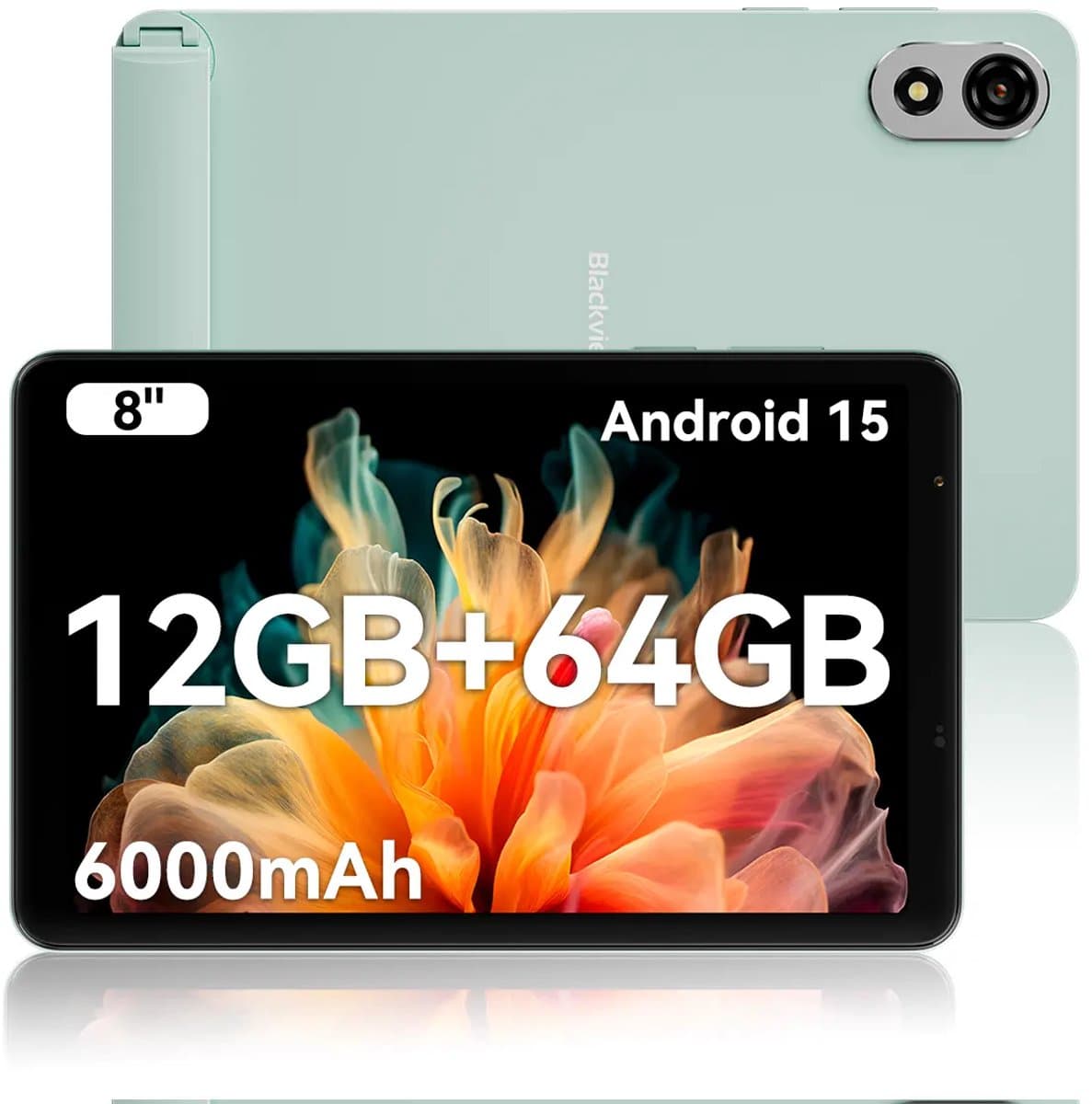 Blackview ZENO 1 Tablet - 8 inch Android 15 Tablet - 12 GB RAM+64 GB ROM(2TB TF) - T615 8-Kern KI-Chip - 4G LTE+WiFi 5G - 6000mAh - Face ID - Widevine L1 - BT5.2 - Groen — afbeelding 1
