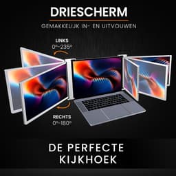 Elcostar Portable Monitor Tri-screen - 15.6 Inch - Full HD 60Hz - Draagbare Monitor - Laptop Scherm Uitbreider - Inclusief kabels en beschermhoes - Grijs - zilver — thumbnail 7