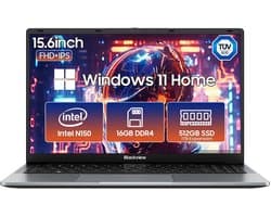 Blackview AceBook 6 Laptop - 15,6 inch Full HD - 16 GB RAM - 512 GB SSD - Intel N150 - Windows 11 Notebook - UHD Graphics - Grijs