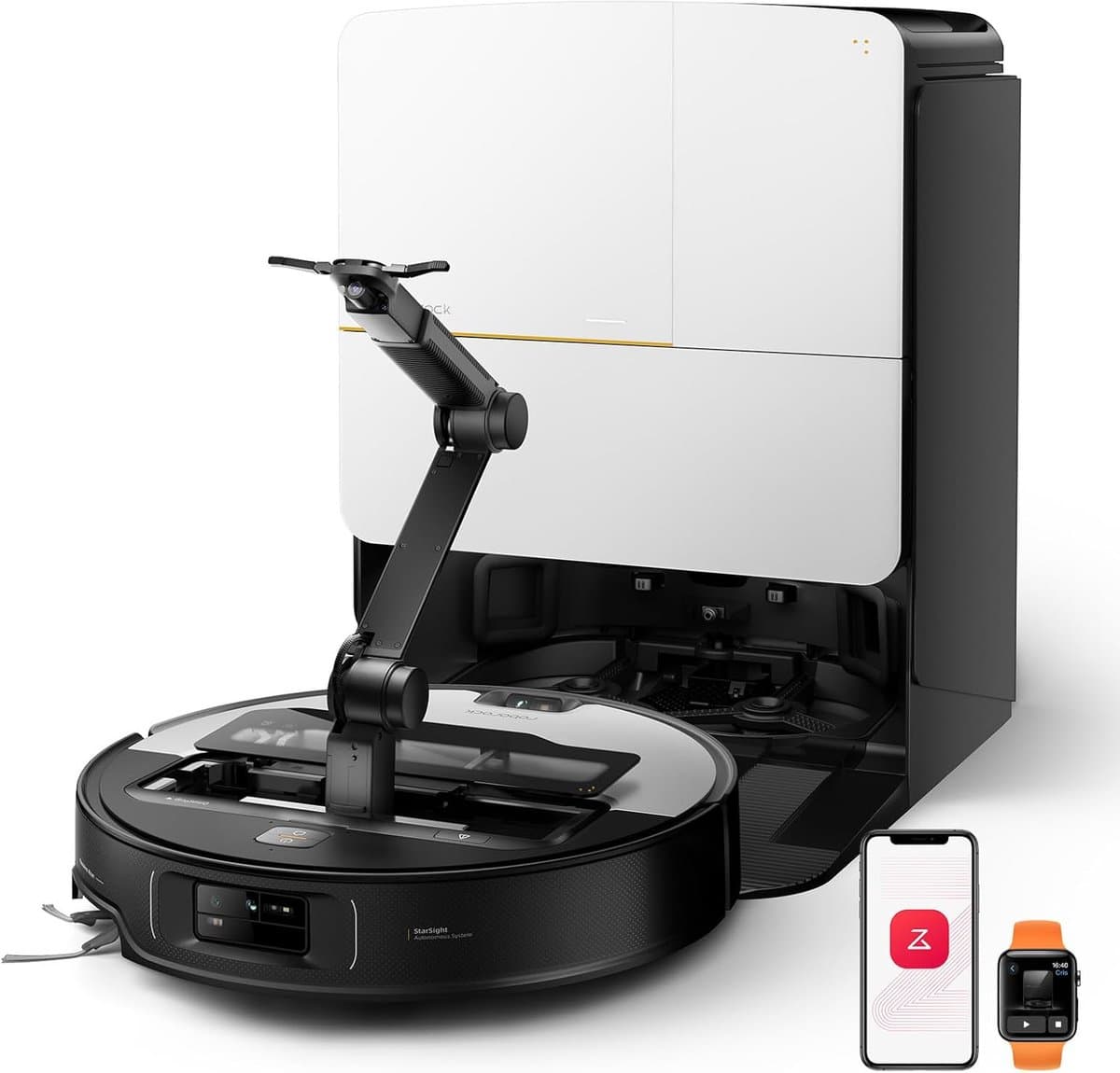 Roborock Saros Z70 – Robotstofzuiger en dweilrobot – Met OmniGrip-arm – 22.000 Pa – Aangedreven door AI – 7,98 cm ultradun – FlexiArm Riser – Tech AdaptiLift-chassis – Vermijdt obstakels – Multifunctioneel dock 4.0 — afbeelding 1