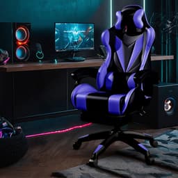 Bayt Gamestoel - Gaming chair - Gamingstoel - Comfort gamer stoel - Zwart en Donkerblauw — thumbnail 7