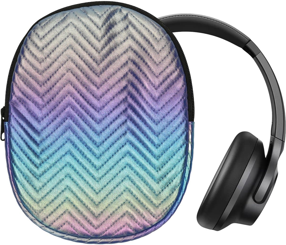 kwmobile Hoes voor Anker Soundcore Q20i Tas – Case voor Headset van Metallic Kunstleer en Nylon – meerkleurig — afbeelding 1