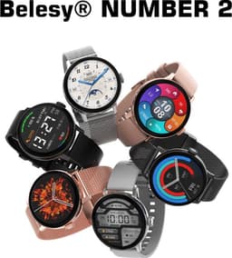 Belesy® NUMBER 2 - Smartwatch Heren – Smartwatch Dames - Horloge – Stappenteller – Calorieën - Hartslag – Sporten - Splitscreen - Kleurenscherm - Full Touch - Bluetooth Bellen – Staal – Milanees - Goud - Moederdag — thumbnail 13