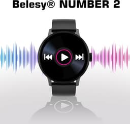 Belesy® NUMBER 2 - Smartwatch Heren – Smartwatch Dames - Horloge – Stappenteller – Calorieën - Hartslag – Sporten - Splitscreen - Kleurenscherm - Full Touch - Bluetooth Bellen – Staal – Milanees - Goud - Moederdag — thumbnail 8