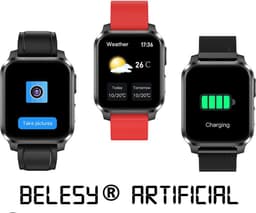 Belesy® ARTIFICIAL - Smartwatch Dames - Smartwatch Heren - Horloge - 1.70 inch – kleurenscherm – Stappenteller – Calorieën - Gezondheidsindicatoren – Je eigen foto als wijzerplaat - Leer – Bruin – Zwart - Moederdag — thumbnail 17