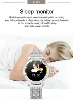 Darenci Smartwatch Me Shine Pro - Smartwatch dames - Smartwatch heren - Activity Tracker - Touchscreen - Stalen band met steentjes- Dames - Heren - Horloge - Stappenteller -Bloeddrukmeter -Verbrande calorieën -Zuurstofmeter -Roségoud -Spatwaterdicht — thumbnail 15