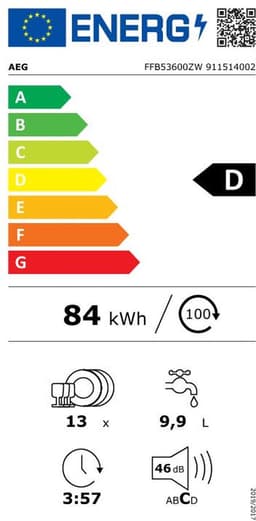 AEG FFB53600ZW - Vrijstaande vaatwasser - Wit — thumbnail 2
