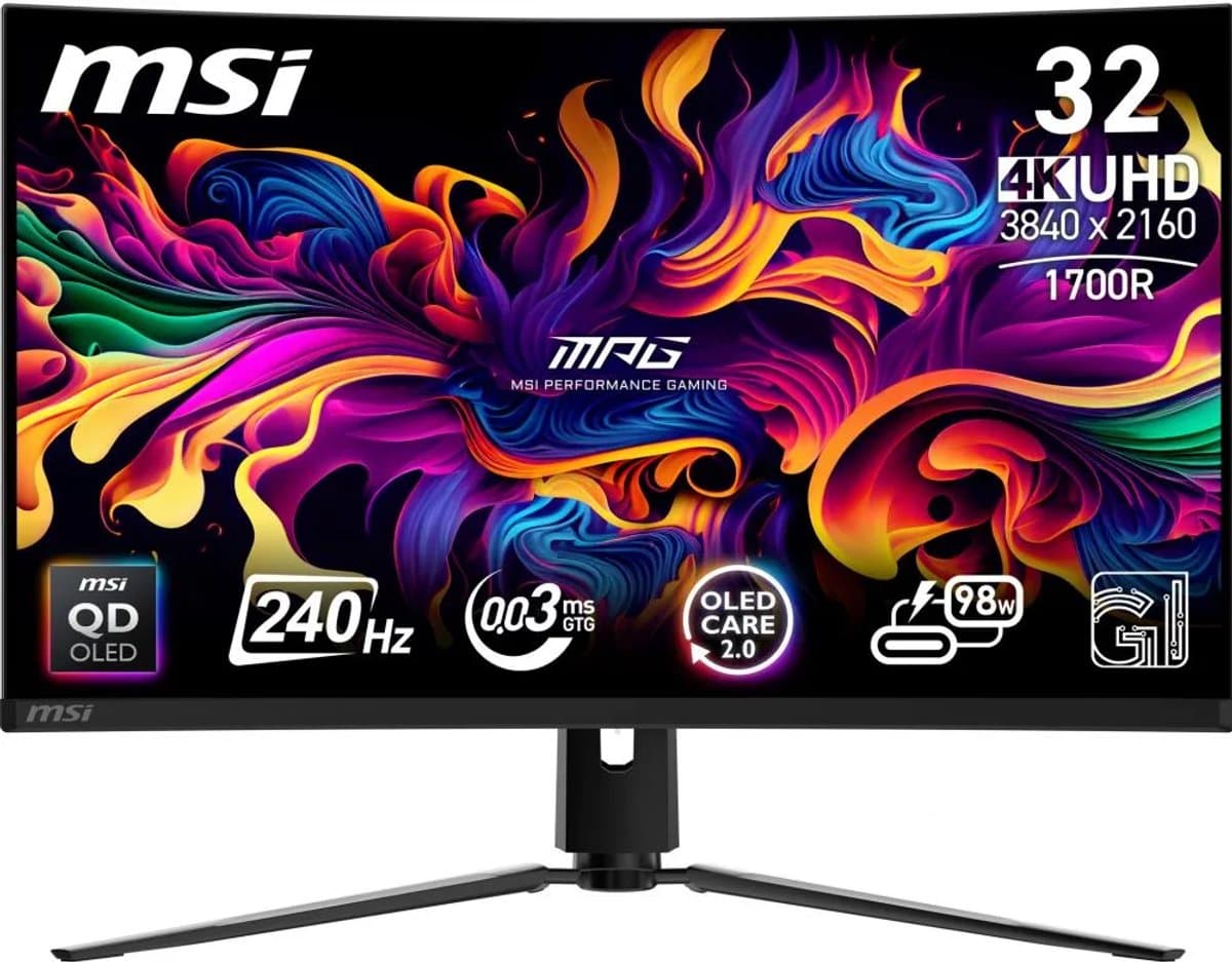 MSI MPG 321CURX QD-OLED - 4K UHD Curved Gaming Monitor - 240hz - 32 inch - USB-C PD 98W — afbeelding 1