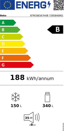 Beko B7RCNE567HXB - HarvestFresh - Koelvriescombinatie - 490 liter- Xtra breed — thumbnail 2