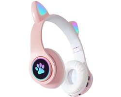 KINSI Bluetooth Gaming Headset - Stylish Kat Oor Design met LED - Verlichting! Perfect voor Meisjes, Compatibel met Alle Apparaten (Tablet / Computer / Telefoon)