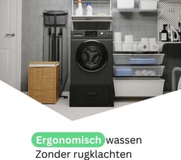 Wasophoogte® Wasmachine verhoger met lade - Wasmachine opbouwmeubel XL - Wasmachine sokkel - 31cm hoog - Zwart - Universeel - 63*63 (LxB) - Inclusief wandbeugels — thumbnail 7