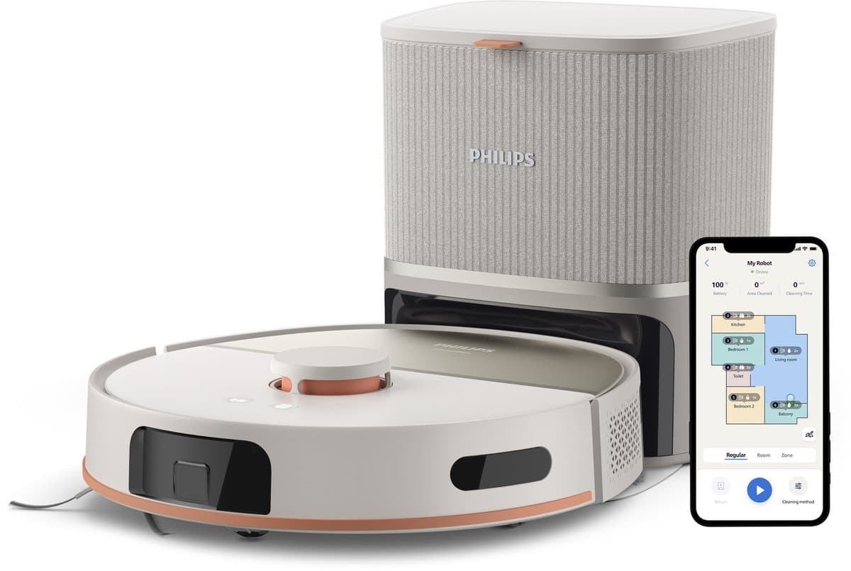 Philips Homerun 5000-serie Robotstofzuiger Met Dweilfunctie en Automatisch Leegstation- XU5100/20 - 10000 Pa Extreme Zuigkracht - Dubbele Dweilen — afbeelding 1