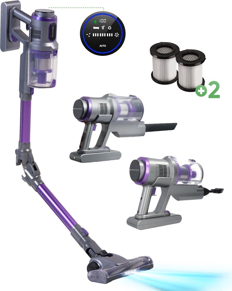 Heevey 4-in-1 Steelstofzuiger Draadloos - Steelstofzuiger snoerloos - Stofzuiger zonder zak - HEPA Filter - Handstofzuiger - Kruimeldief - 150 airwatts - Met 4 verschillende opzetstukken — afbeelding 1