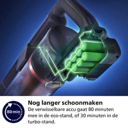 Philips Steelstofzuiger met Dweilfunctie XC8055/01 Aqua Plus - Draadloos en Zonder Zak - Zuigmond met LED Verlichting - Kruimeldief - Batterijduur tot 80 min - Lichtgewicht - Blauw — thumbnail 7