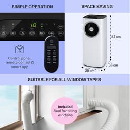 Klarstein mobiele airconditioner, 5-in-1 airconditioner, ventilator, luchtontvochtiger, luchtreiniger & nachtmodus, app-bediening, vlakke airconditioner met luchtafvoerslang, airconditioner, 11.500 BTU, wit,3 kW voor 51 m² 50 dB — thumbnail 7