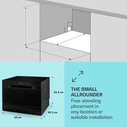 Klarstein Vaatwasser Mini voor 6 Couvert, Stille Kleine UV-vaatwasser met 6 Programma’s, Kleine Tafelvaatwasser voor Thuis, Kantoor en Camping, Mini Vaatwasser met Wateraansluiting - Vaatwasmachine - 6 Maatgedekken 45 cm 1380W - AquaStop Inbouw — thumbnail 3