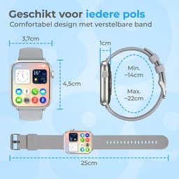 Nuvance - Smartwatch Heren & Dames met Bluetooth - 45mm - Geschikt voor alle Smartphones - Stappenteller & Hartslagmeter - Grijs — thumbnail 9