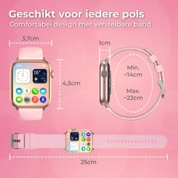 Nuvance Smartwatch Heren & Dames met Bluetooth - 45mm - Geschikt voor alle Smartphones - Stappenteller & Hartslagmeter - Roze — thumbnail 10
