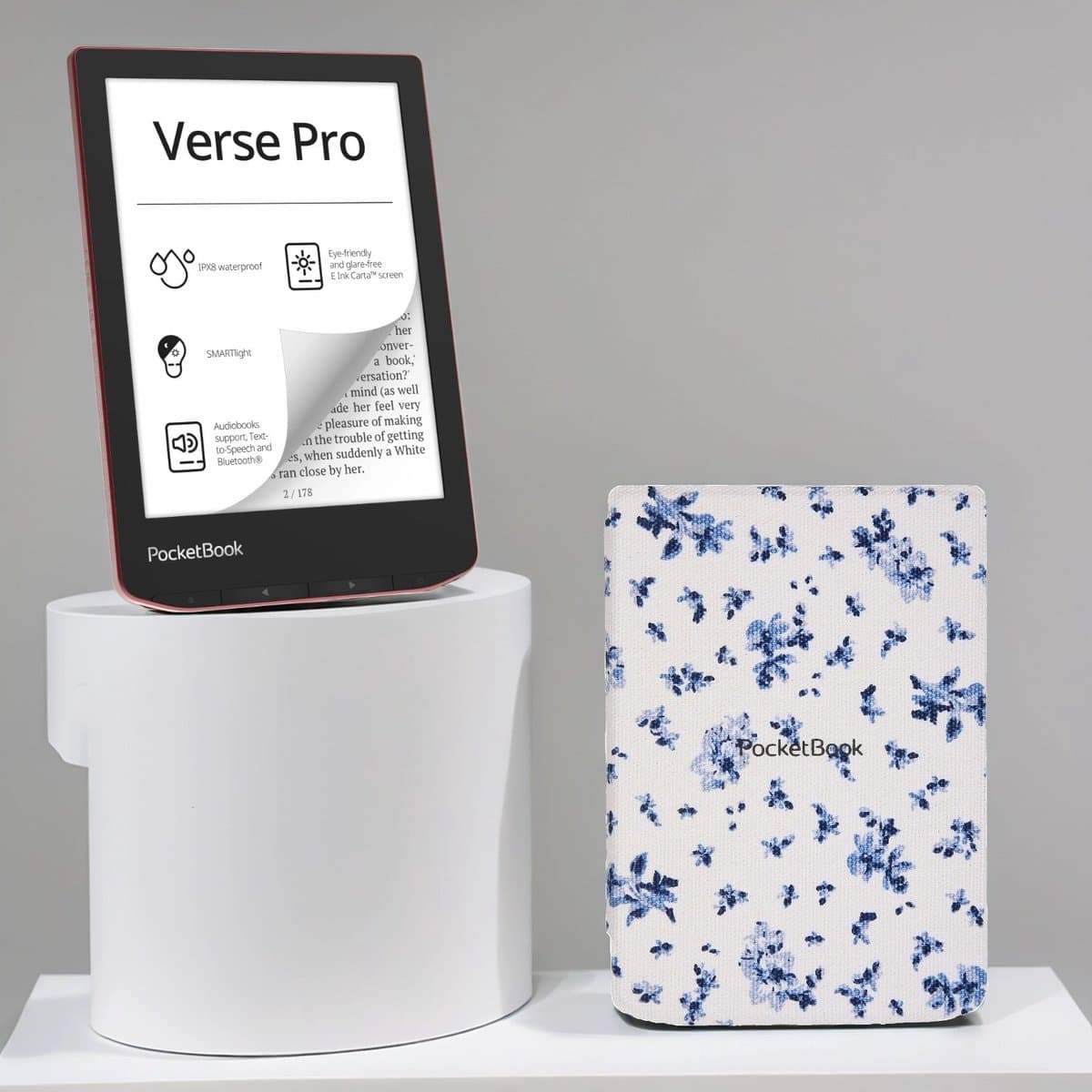 PocketBook Verse Pro Passion Red e-reader – Inclusief Bloemen Hoesje (shell cover) – Voordeelbundel — afbeelding 1