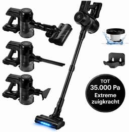 AG Steelstofzuiger Draadloos - Stofzuiger Zonder Zak - Geschikt voor Dierenharen - Krachtig - Kruimeldief - Draadloze Stofzuigers - Steelstofzuigers - Kruimelzuiger - Compact & Licht - LED verlichting Zuigmond - Black Titanium — thumbnail 1