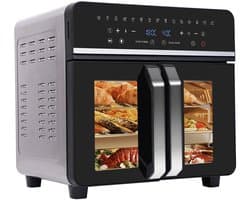 Heteluchtfriteuse XXL 23L met 2 Zones – Airfryer Oven 2200W – 15 Programma’s – LED Touchscreen – Incl. Receptenboek