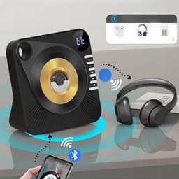 CD-speler - Draagbare Bluetooth-luidspreker - 4000mAh Batterij & Bluetooth 5.0 - Transparant Schuifdeksel & Afstandsbediening - Slaaptimer & Herhaalfunctie - Voor Thuis & Onderweg — thumbnail 5