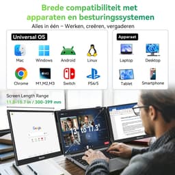 Blackview DCM5 Draagbare Monitor - 14-inch FHD Dubbel Scherm - Extra Scherm voor Laptops 13-17,3 inch - Ultradun Opvouwbaar - 100W PD Opladen- USB-C- Plug & Play - Grijs — thumbnail 4