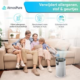 AtmosPure® CleanAir Luchtreiniger - Air Purifier met vervangbaar HEPA 13 + Koolstof filter - CADR 250 m³/h - Wit - Voor 98 m² - Filtert pollen, huisstofmijtallergenen en fijnstof - 3 standen + stille slaapstand - Luchtkwaliteit Sensor — thumbnail 9