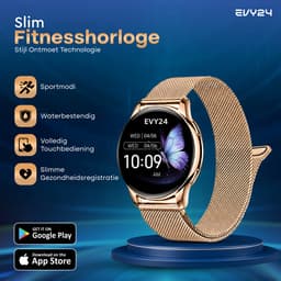 Evy24 Smartwatch Pro 42mm - Smartwatch Dames - Horloge met Belfunctie - Sporthorloge Dames - AMOLED - Bloeddrukmeter - Stappenteller - Android en iOS - Roségold — thumbnail 2