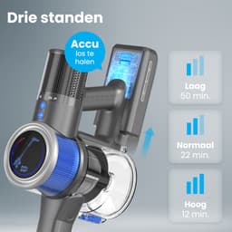 Auronic Steelstofzuiger Draadloos 350W - Draadloze Stofzuiger - HEPA Filter - Zelfstaand - Extra Accu - Op Accu - Zonder Zak - Kruimeldief - Vacuum Cleaner - Grijs/Blauw — thumbnail 5