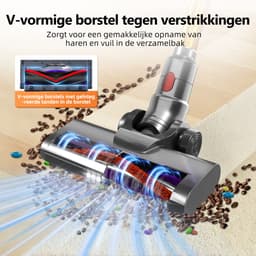 Authmic Steelstofzuiger Draadloos - 35.000Pa Zuigkracht - 6-in-1 Multifunctioneel Ontwerp - 6*2200mAh - 50 Min - GreenEye Technologie - Wandbeugel - Geschikt voor Huisdierharen, Tapijt en Harde Vloeren - Purpergoud — thumbnail 3