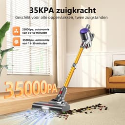 Authmic Steelstofzuiger Draadloos - 35.000Pa Zuigkracht - 6-in-1 Multifunctioneel Ontwerp - 6*2200mAh - 50 Min - GreenEye Technologie - Wandbeugel - Geschikt voor Huisdierharen, Tapijt en Harde Vloeren - Purpergoud — thumbnail 4