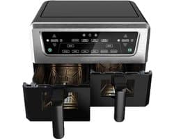 Cuisinart - XXL Dual-Zone Airfryer - Heteluchtfriteuse 2x5,2 - 2400W - 7 programma's - PFAS-vrije keramische coating - 2 manden voor tot 12 porties - Zwart